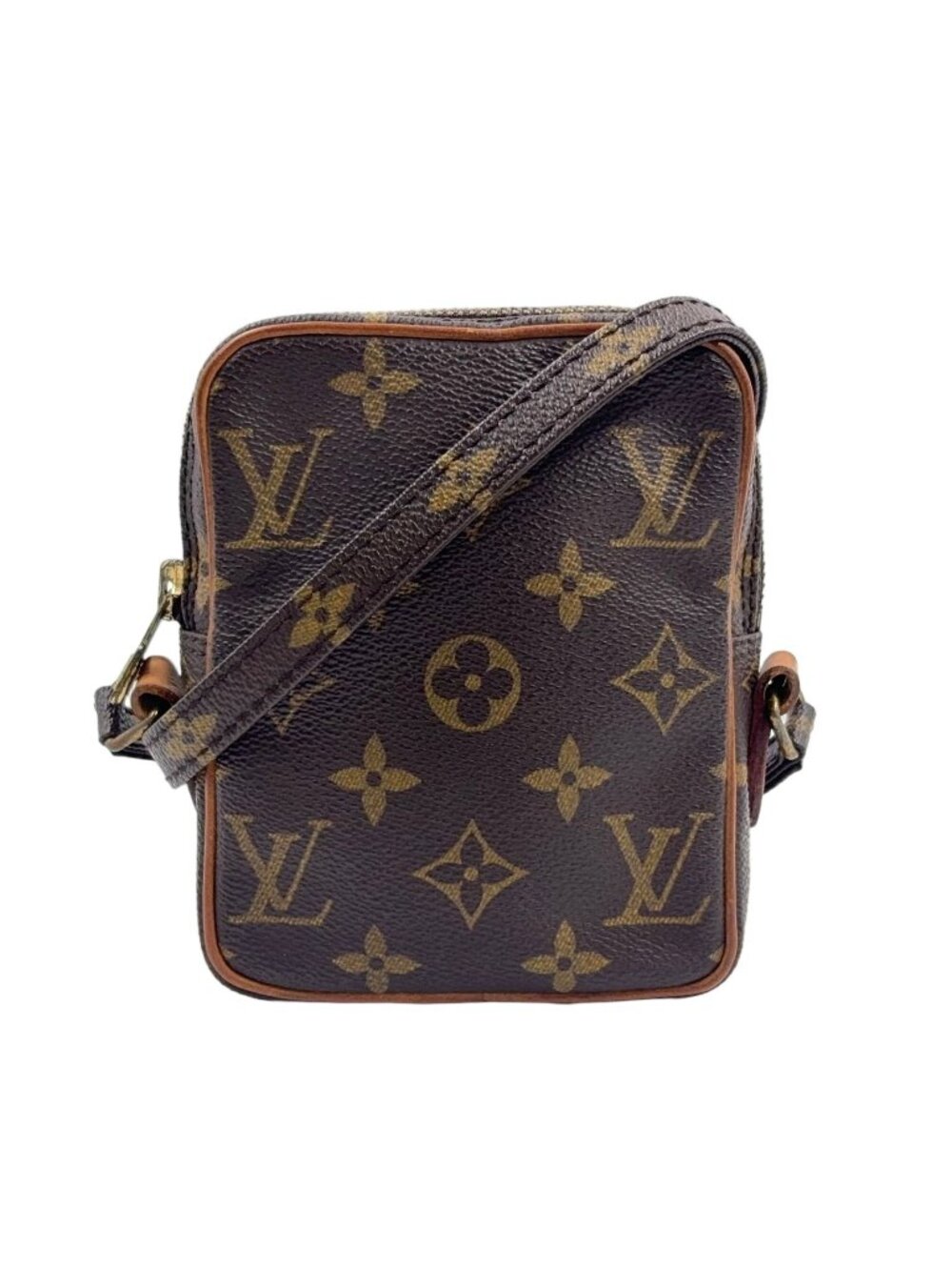 Louis Vuitton Mini Danube Monogram Leather Brown Light Shoulder Bag Gold